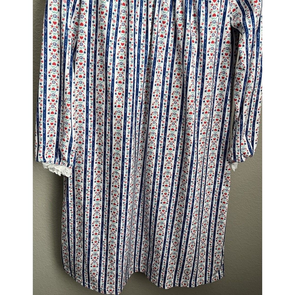 Nice! Lanz of Salzburg Girls XL 14/16 Nightgown Blue Red Floral/Heart Lace Trim - Picture 3 of 9